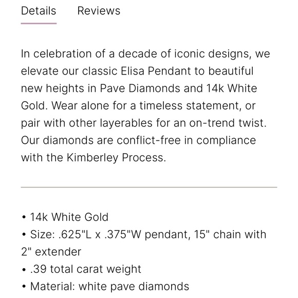 Kendra Scott DIAMOND 14k Fine Jewelry “ELISA” in white gold—LIKE NEW condition - Picture 12 of 13